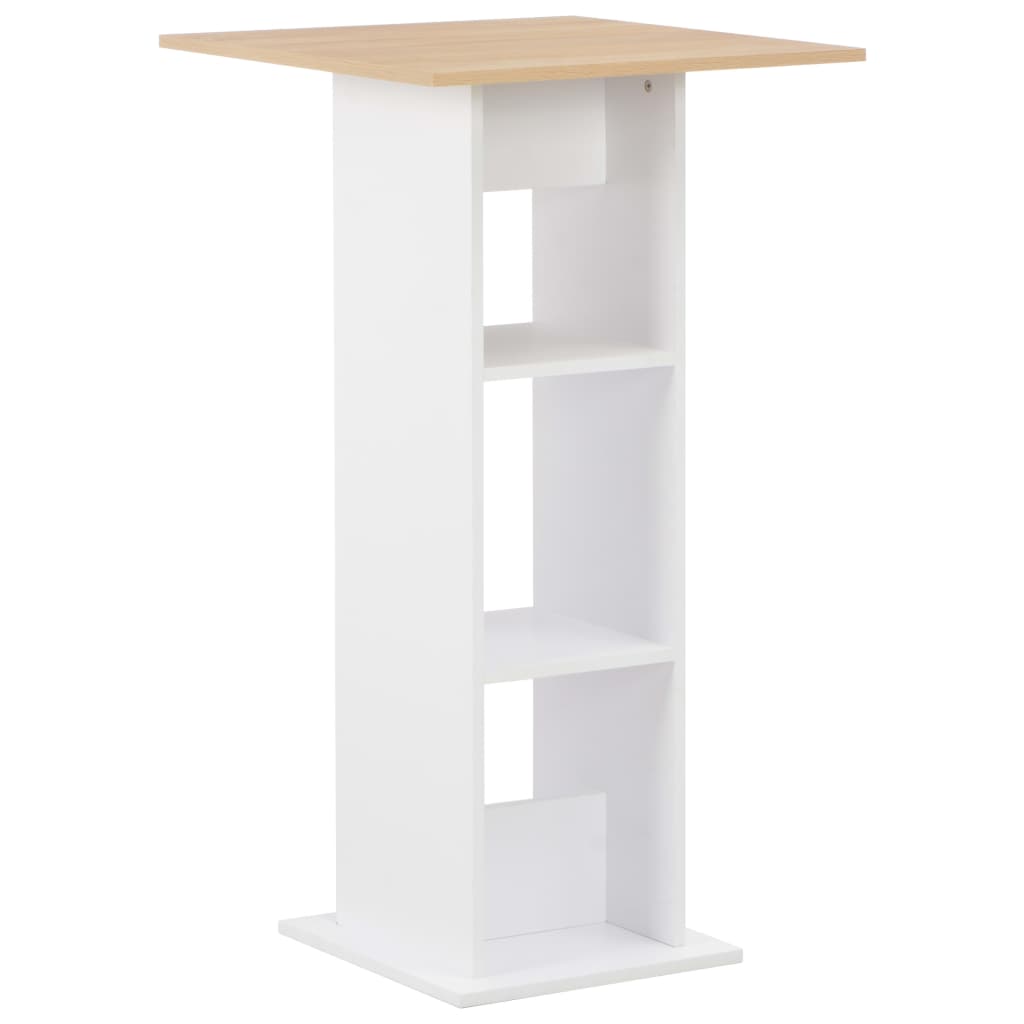 Mesa Alta De Bar Blanco Y 60X60X110 Cm