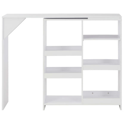Mesa De Bar Con Estantería Móvil Blanca 138X39X110 Cm