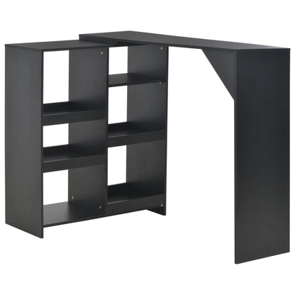 Mesa De Bar Con Estantería Móvil Blanca 138X39X110 Cm