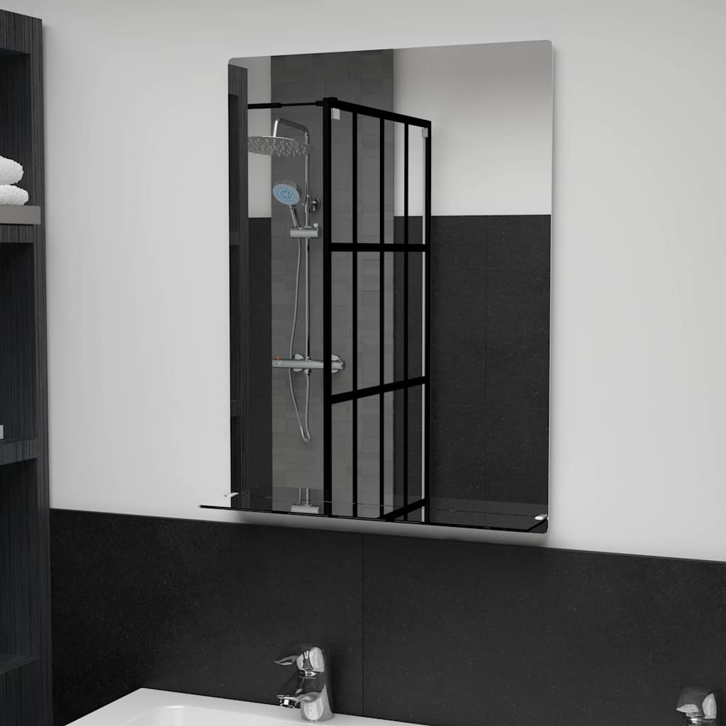 Espejo De Pared Con Estante De Vidrio Templado