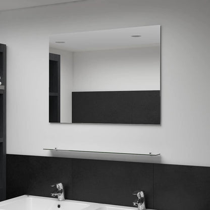 Espejo De Pared Con Estante De Vidrio Templado 100X60 Cm