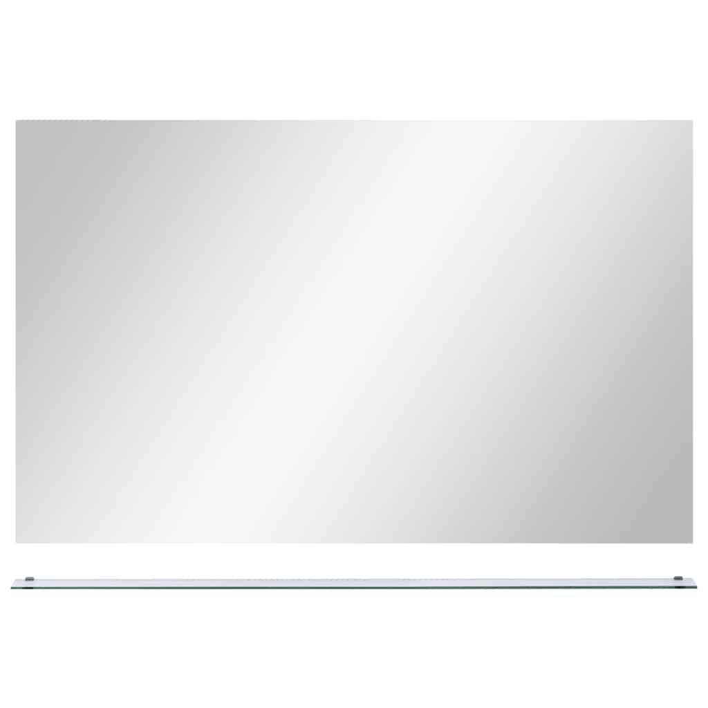 Espejo De Pared Con Estante De Vidrio Templado 100X60 Cm