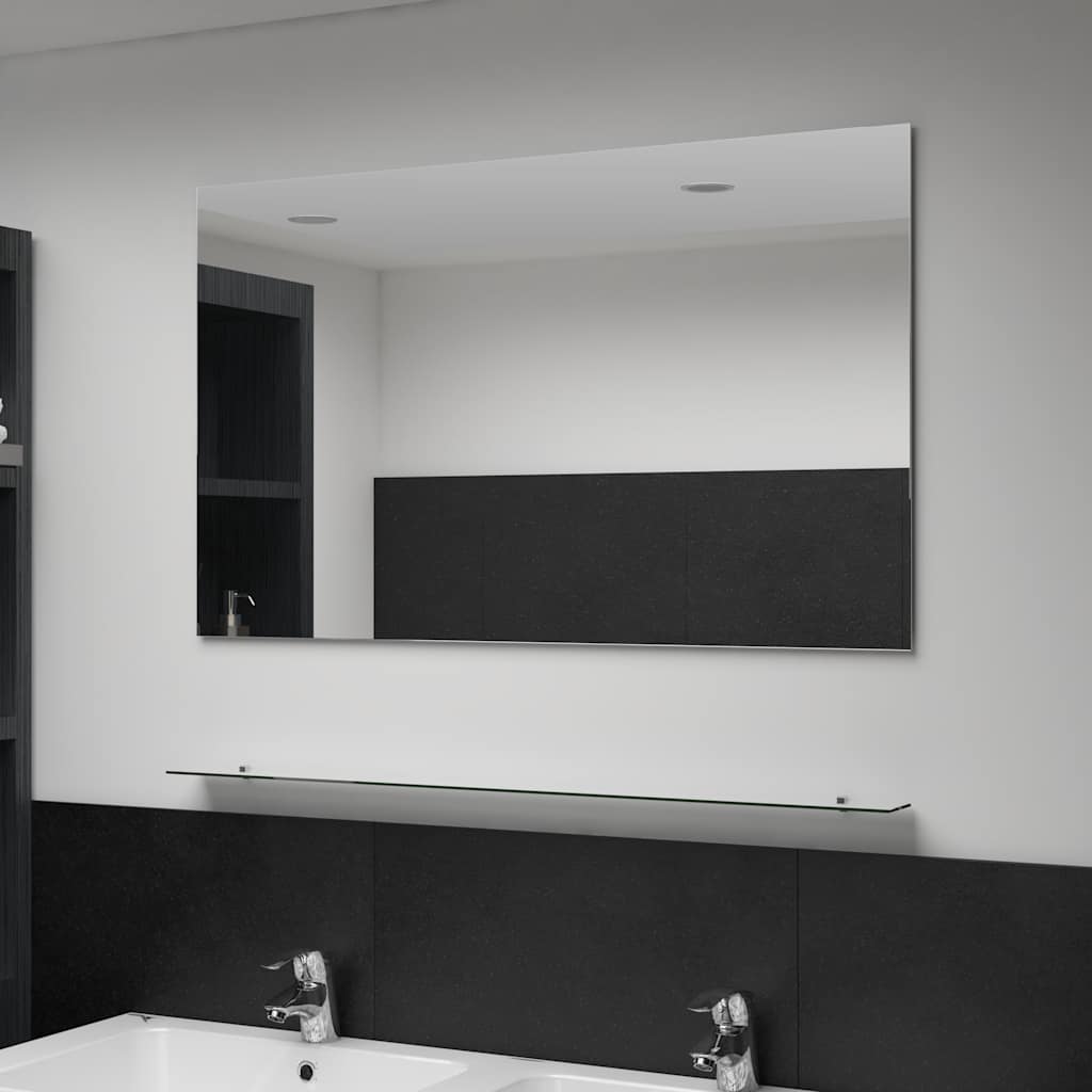 Espejo De Pared Con Estante De Vidrio Templado 100X60 Cm