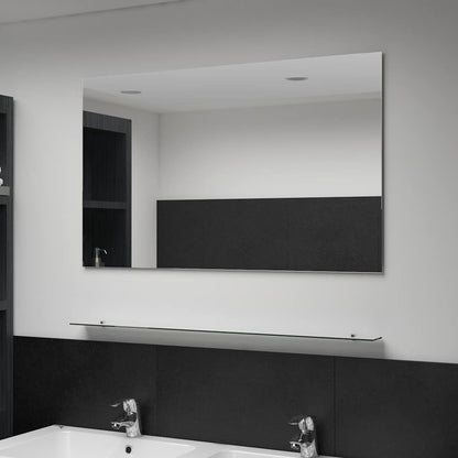 Espejo De Pared Con Estante De Vidrio Templado 100X60 Cm