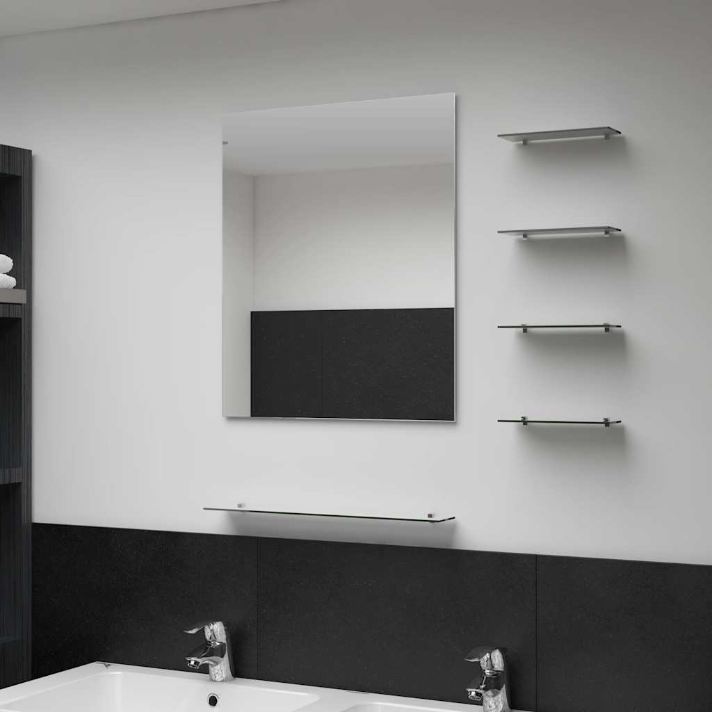 Espejo De Pared Con Estante De Vidrio Templado 100X60 Cm