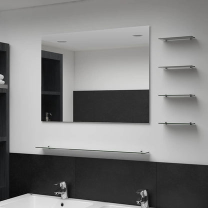 Espejo De Pared Con Estante De Vidrio Templado 100X60 Cm