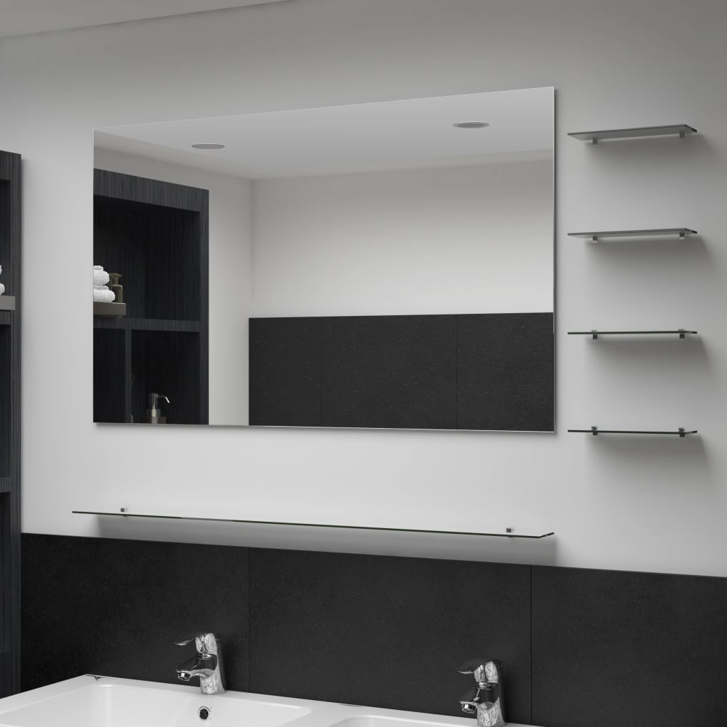 Espejo De Pared Con Estante De Vidrio Templado 100X60 Cm