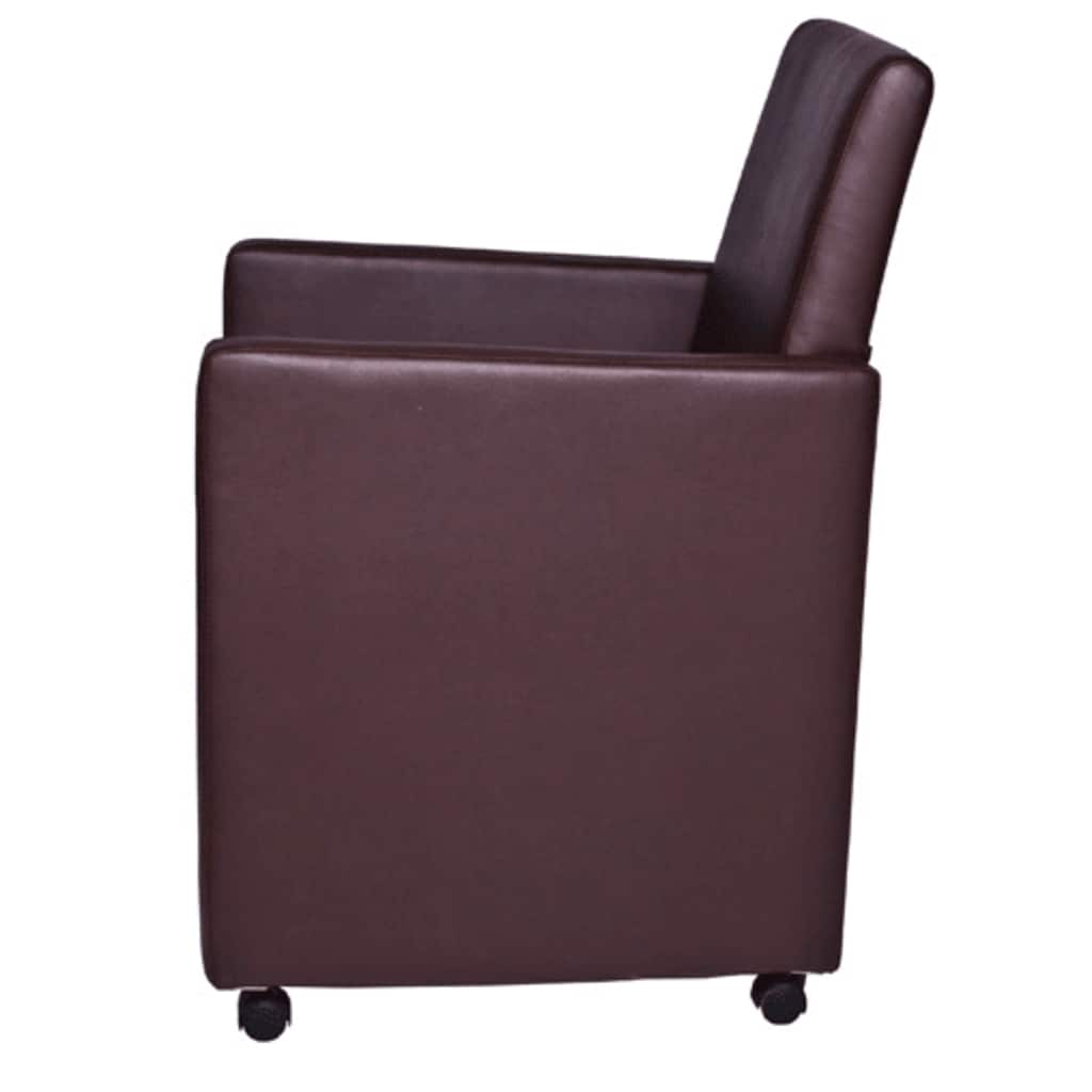 Sillas De Comedor 2 Unidades Cuero Sintético Marrón