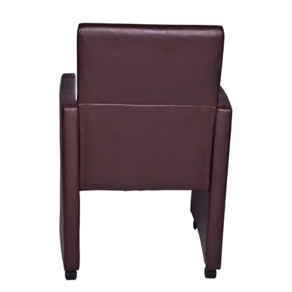 Sillas De Comedor 2 Unidades Cuero Sintético Marrón