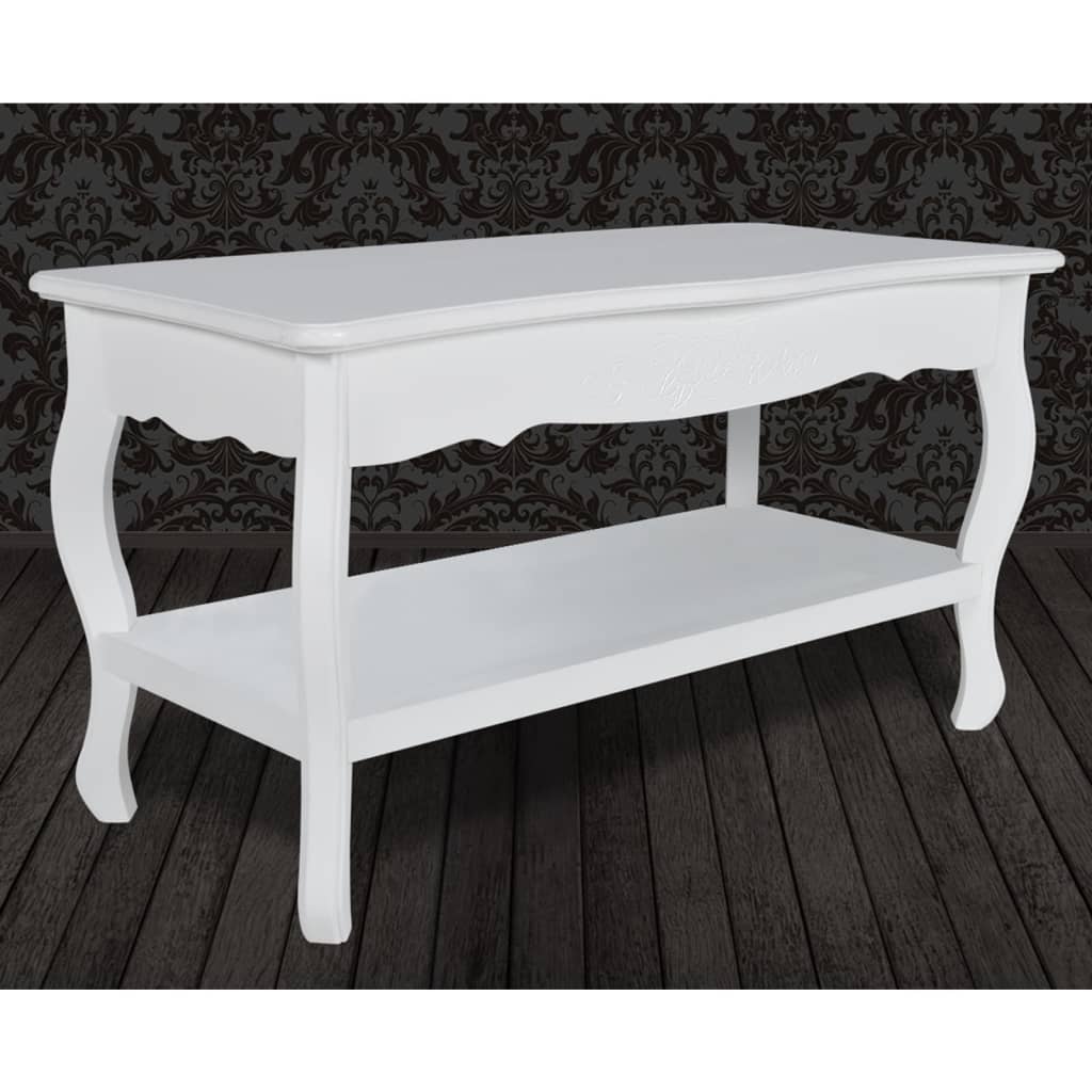 Mesa De Centro De 2 Niveles De Mdf Blanca