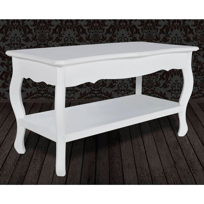 Mesa De Centro De 2 Niveles De Mdf Blanca