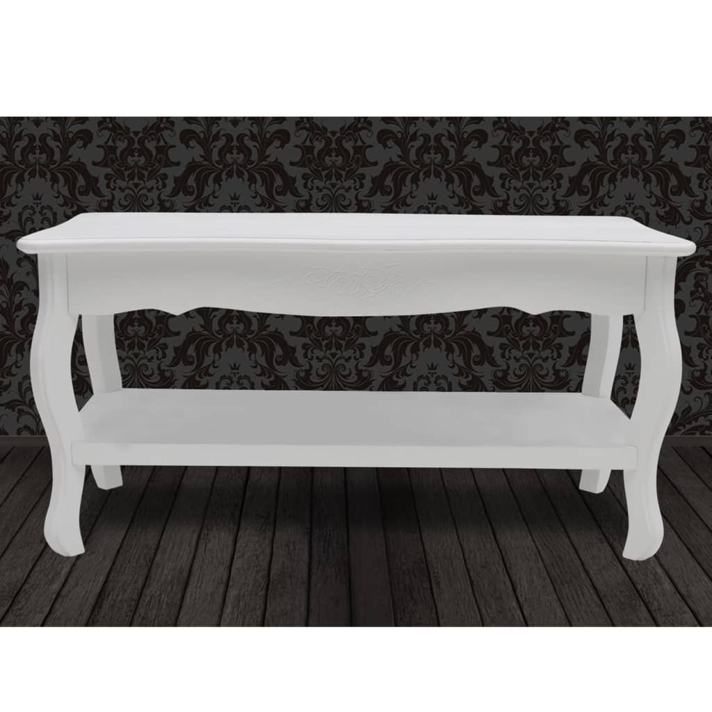 Mesa De Centro De 2 Niveles De Mdf Blanca