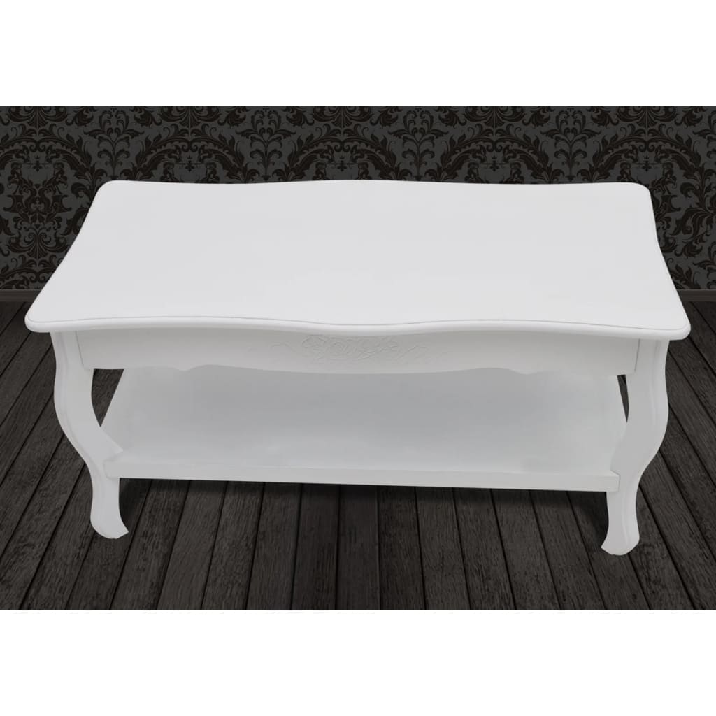 Mesa De Centro De 2 Niveles De Mdf Blanca