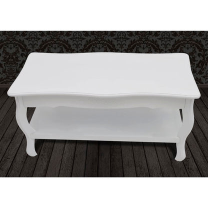Mesa De Centro De 2 Niveles De Mdf Blanca