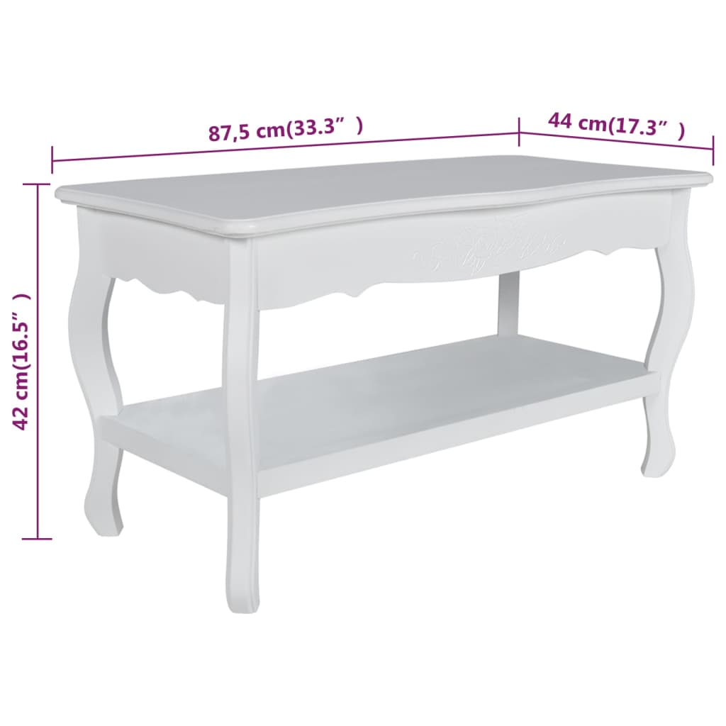 Mesa De Centro De 2 Niveles De Mdf Blanca