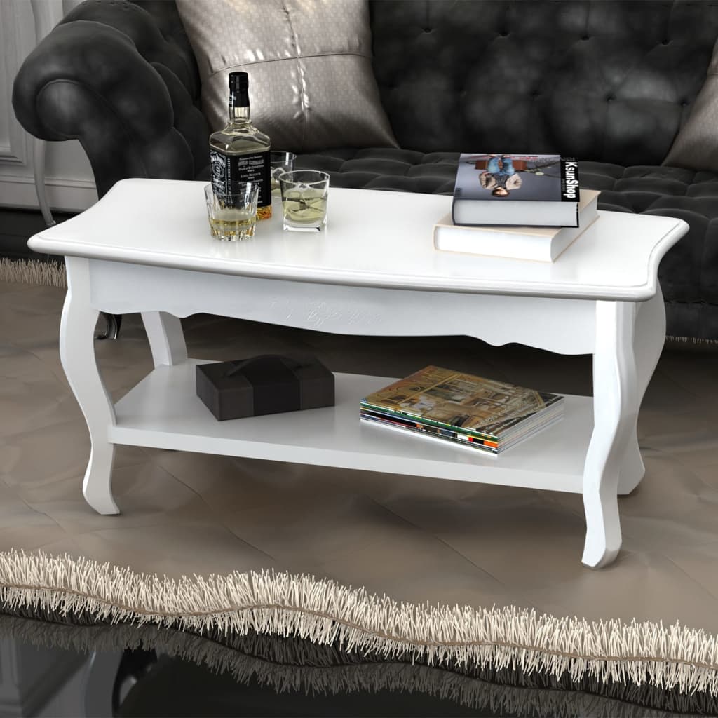 Mesa De Centro De 2 Niveles De Mdf Blanca