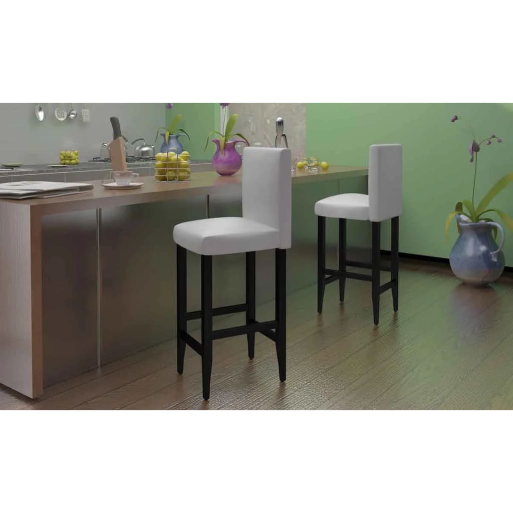 Taburetes De Cocina 2 Unidades Cuero Sintético Oscuro