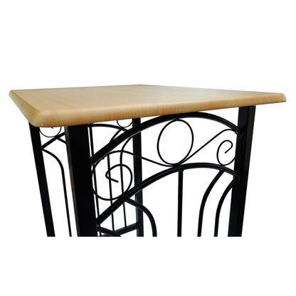 Set Mesa De Desayuno/Comedor Madera Marrón Con Acero Negro
