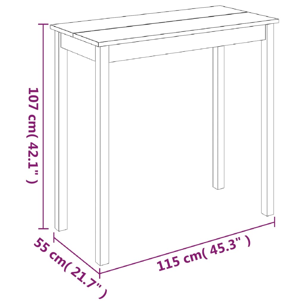 Mesa Alta Negra De Mdf 115X55X107 Cm