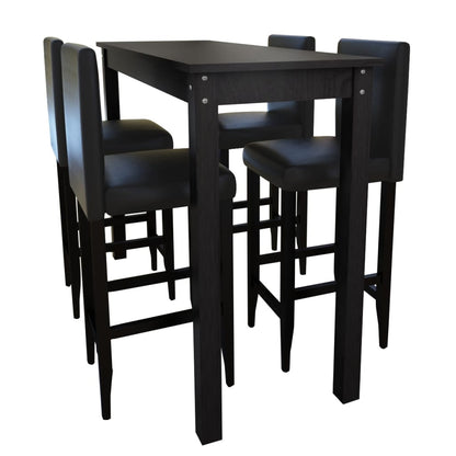 Mesa Alta De Cocina Con 4 Sillas De Barra Negras