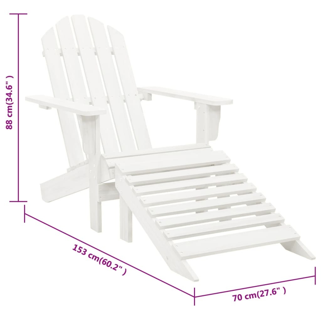 Silla De Jardín Con Otomana Madera Blanca