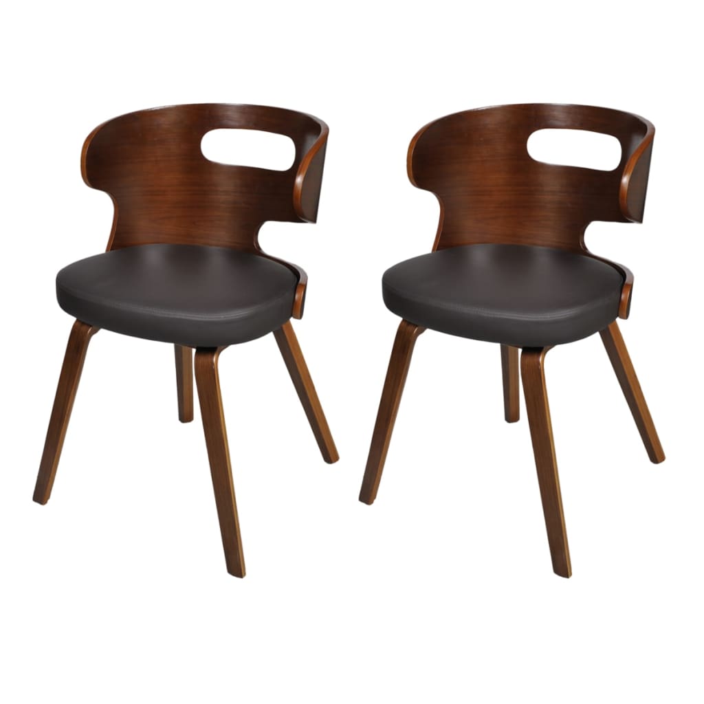 Sillas De Comedor 6 Unidades Madera Y Cuero Sintético Negro