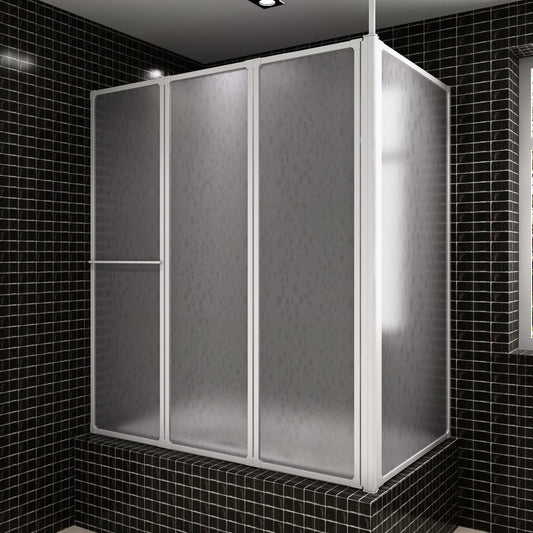 Mampara De Ducha De Pared En Forma L 4 Paneles Plegables 70X120X137 Cm