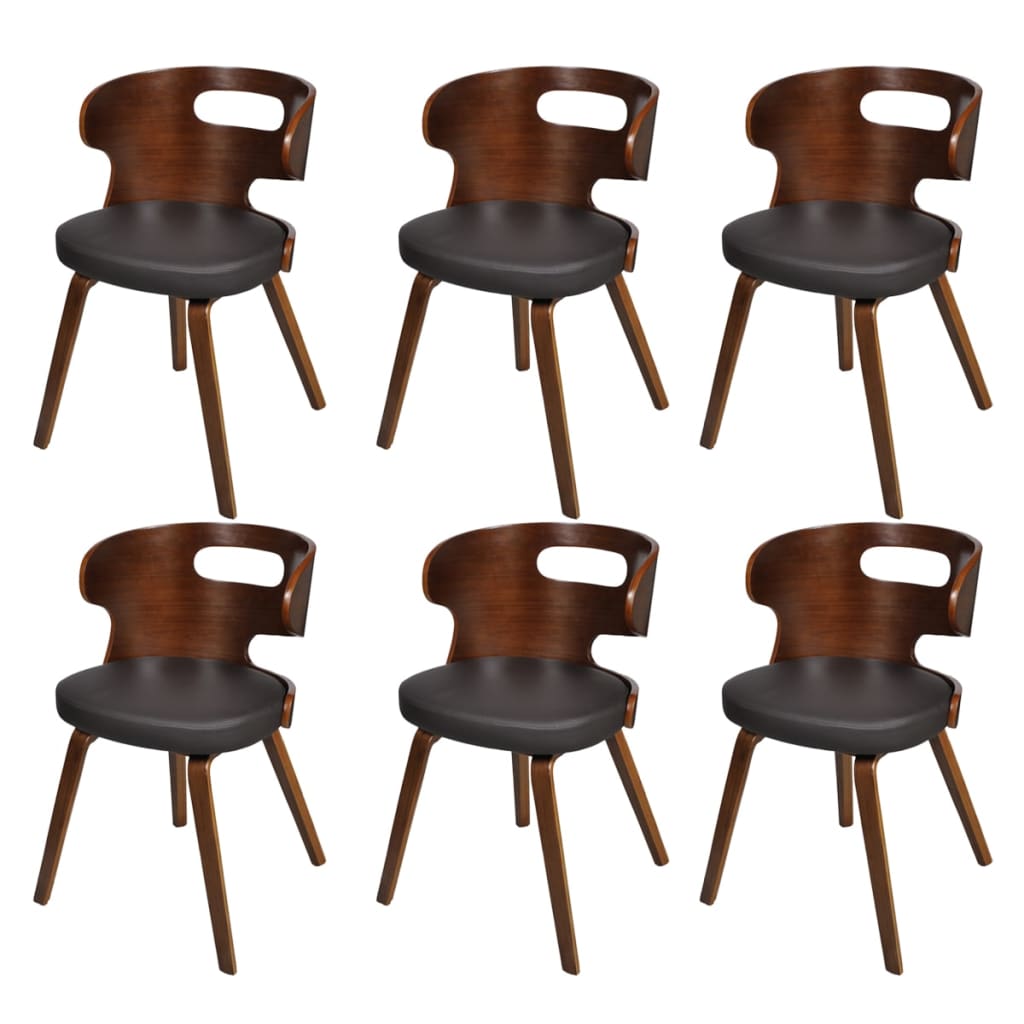 Sillas De Comedor 6 Unidades Madera Y Cuero Sintético Negro