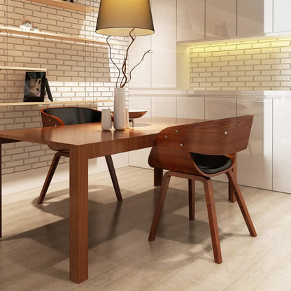 Sillas De Comedor 4 Uds Madera Curvada Cuero Sintético Negro