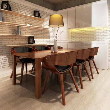 Sillas De Comedor 4 Uds Madera Curvada Cuero Sintético Negro