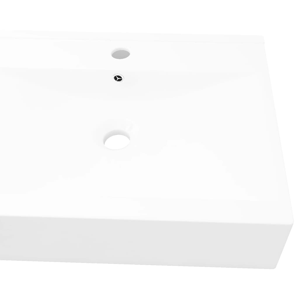 Lavabo De Cerámica Rectangular Con Orificio De Grifo 60X46 Cm