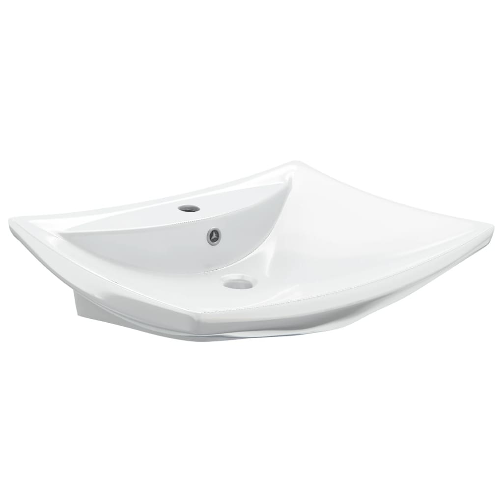 Lavabo De Cerámica Rectangular Con Orificio De Grifo Y Desagüe