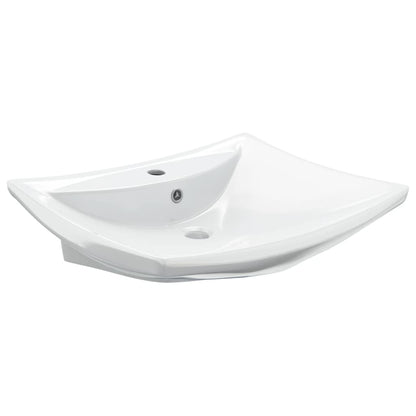 Lavabo De Cerámica Rectangular Con Orificio De Grifo Y Desagüe