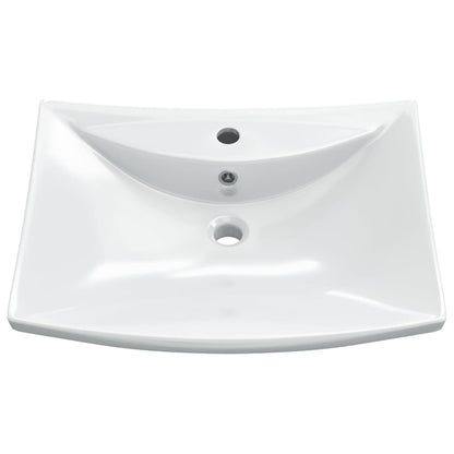 Lavabo De Cerámica Rectangular Con Orificio De Grifo Y Desagüe