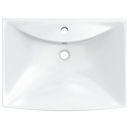 Lavabo De Cerámica Rectangular Con Orificio De Grifo Y Desagüe