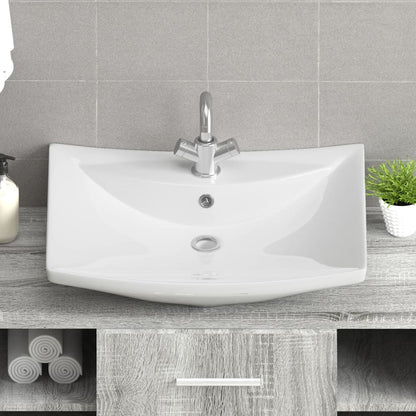 Lavabo De Cerámica Rectangular Con Orificio De Grifo Y Desagüe