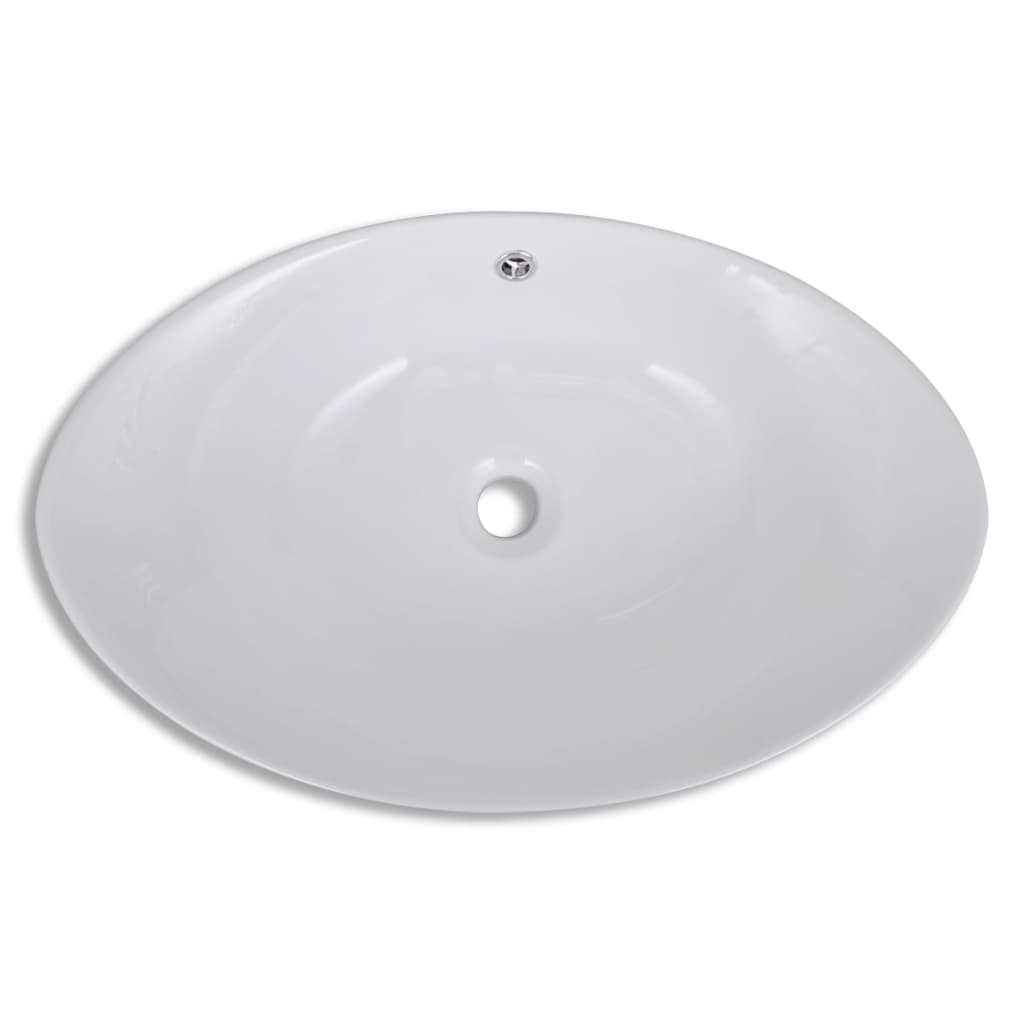 Lavabo Ovalado Y Orificio Desbordamiento Cerámica 59X38,5 Cm