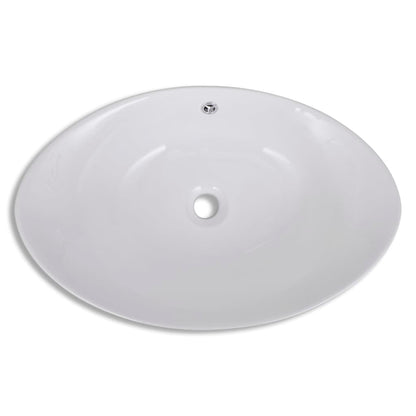 Lavabo Ovalado Y Orificio Desbordamiento Cerámica 59X38,5 Cm
