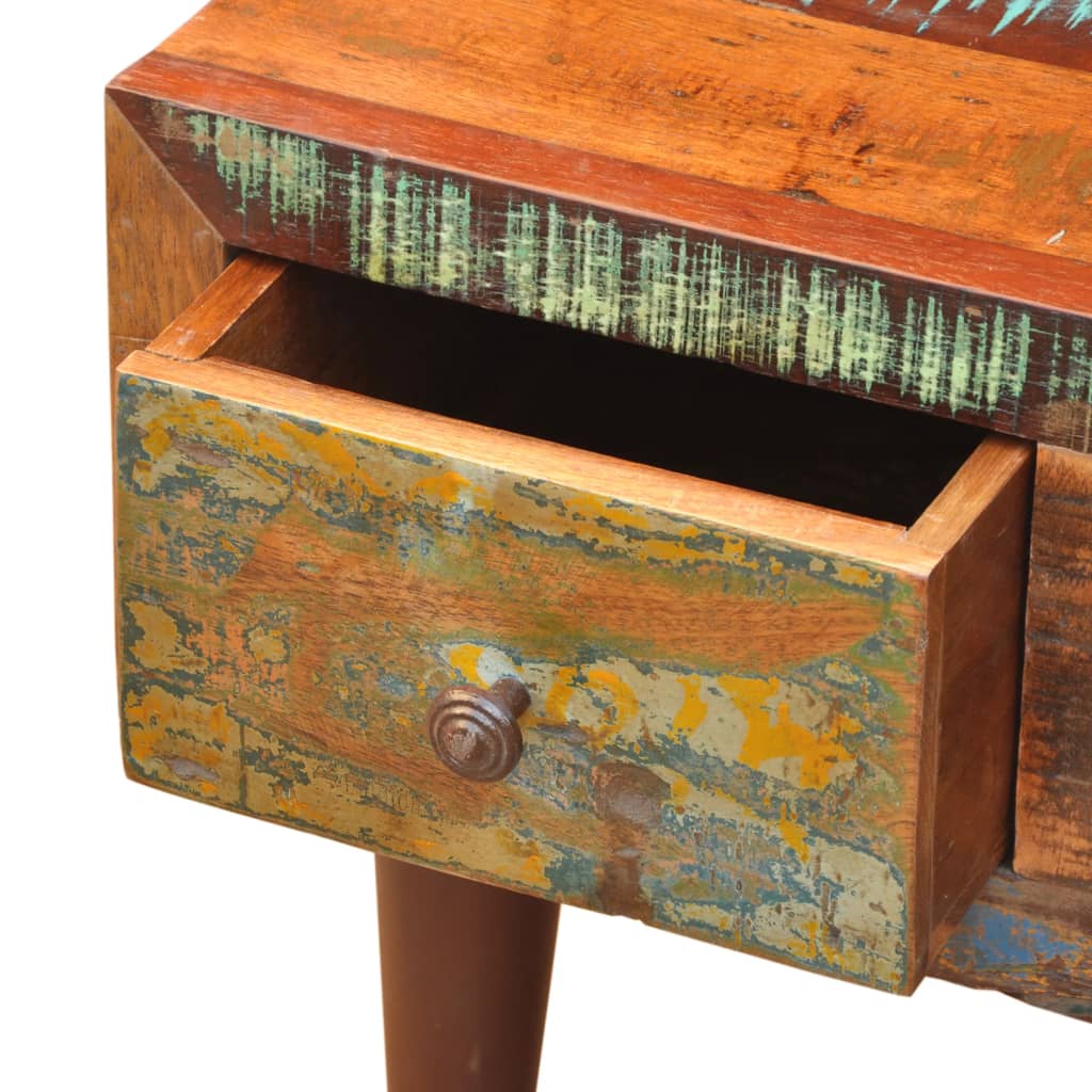 Mesa De Centro Con Borde Curvado 1 Cajón Madera Reciclada