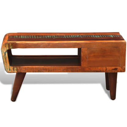 Mesa De Centro Con Borde Curvado 1 Cajón Madera Reciclada