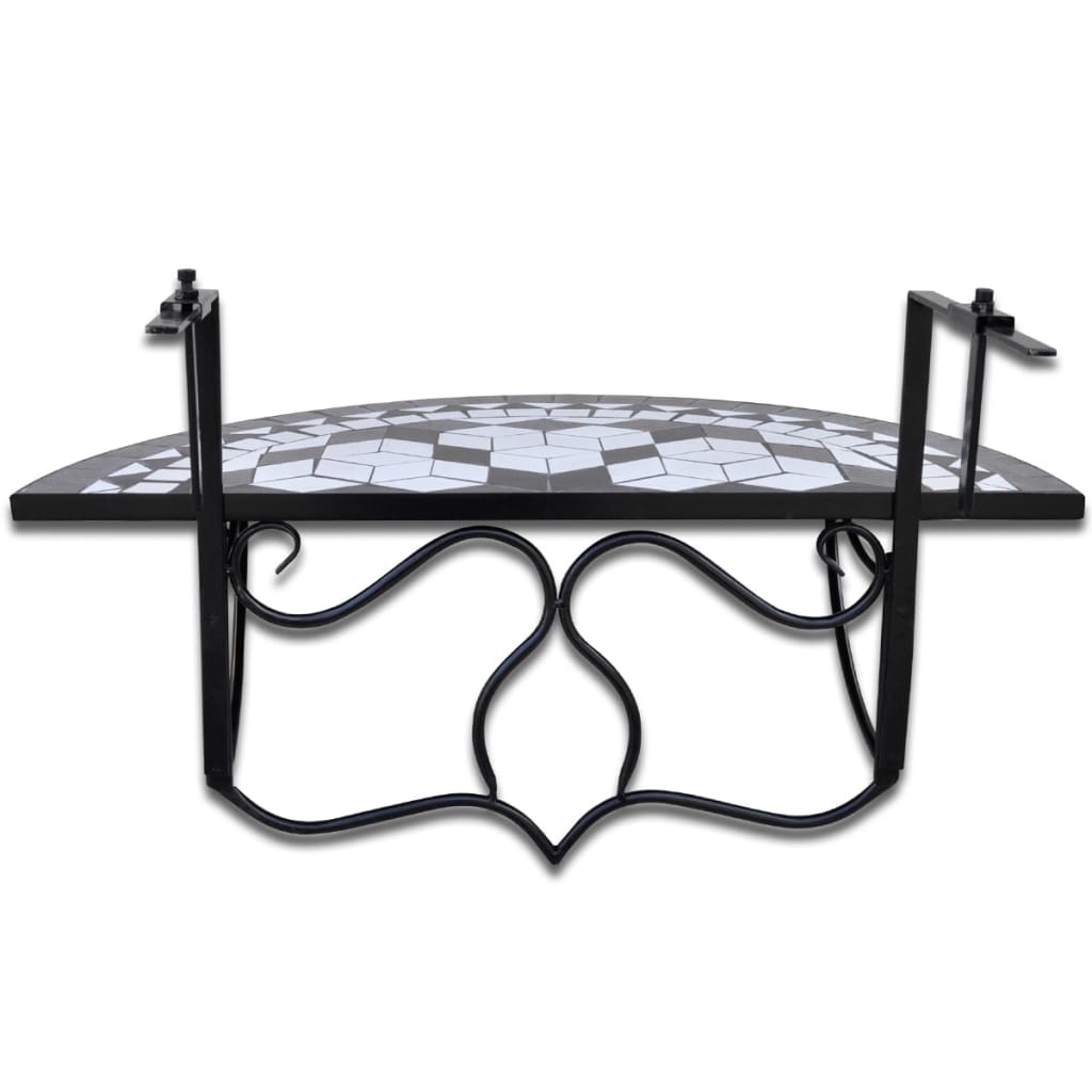 Mesa De Balcón Colgante Mosaico Y Blanco