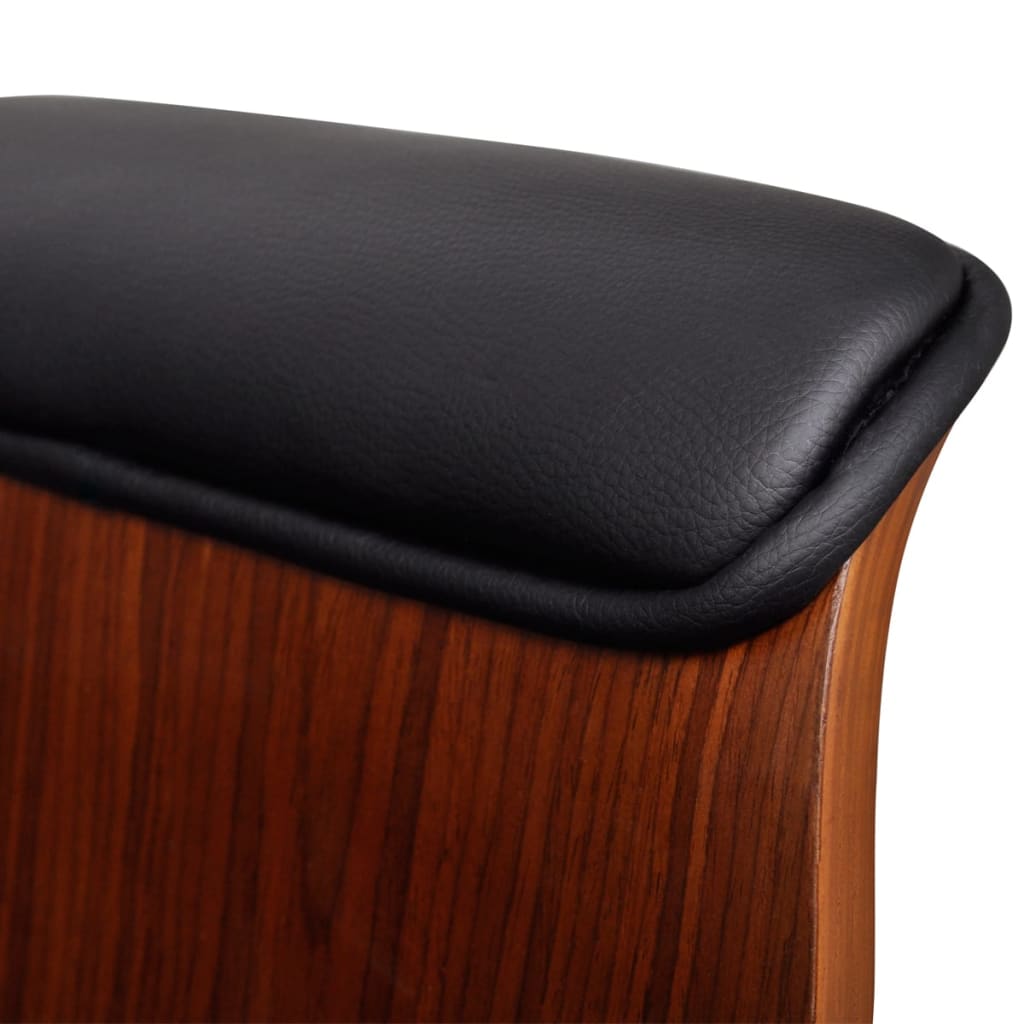 Sillón Giratorio De Madera Curvada Y Cuero Sintético