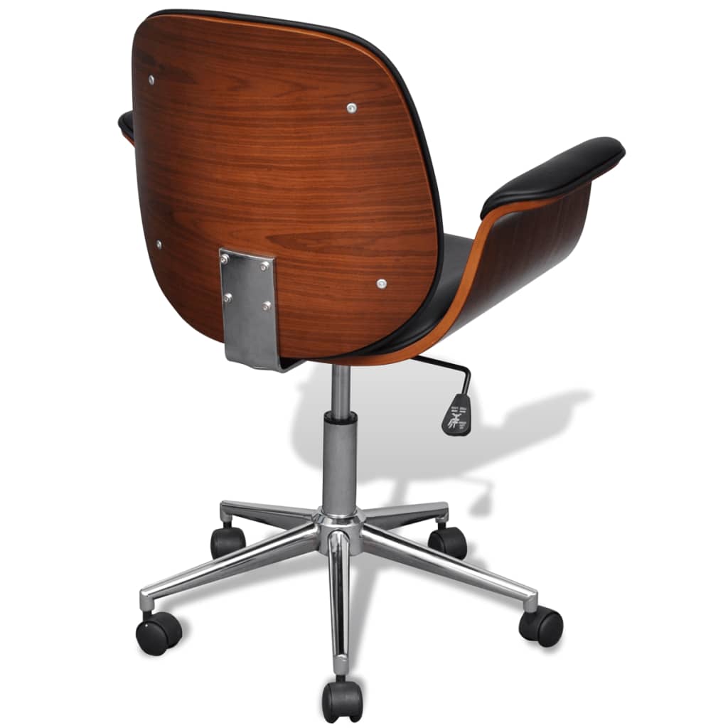 Sillón Giratorio De Madera Curvada Y Cuero Sintético