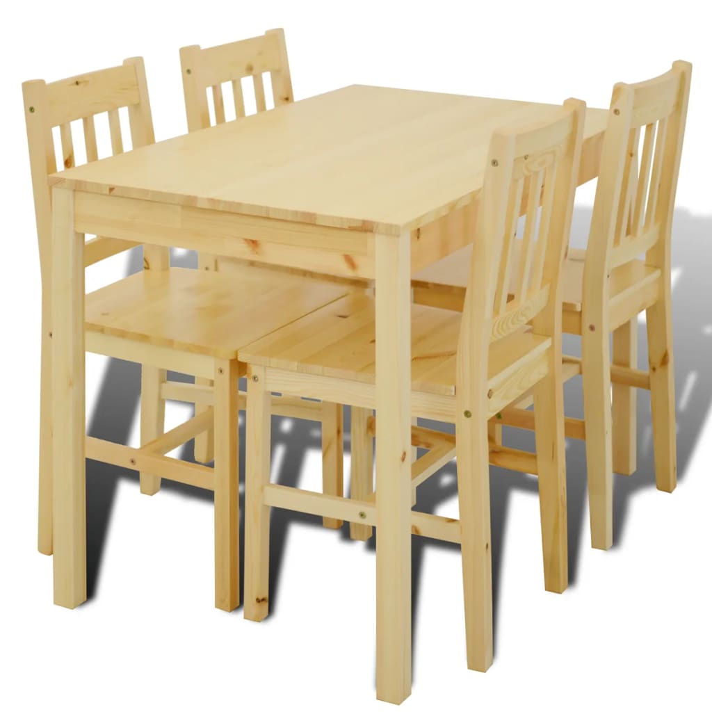 Mesa De Comedor Y 4 Sillasde Madera Color Natural