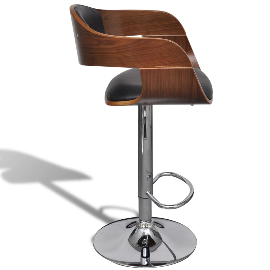Taburetes De Cocina 2 Unidades Madera Curvada Cuero Sintético