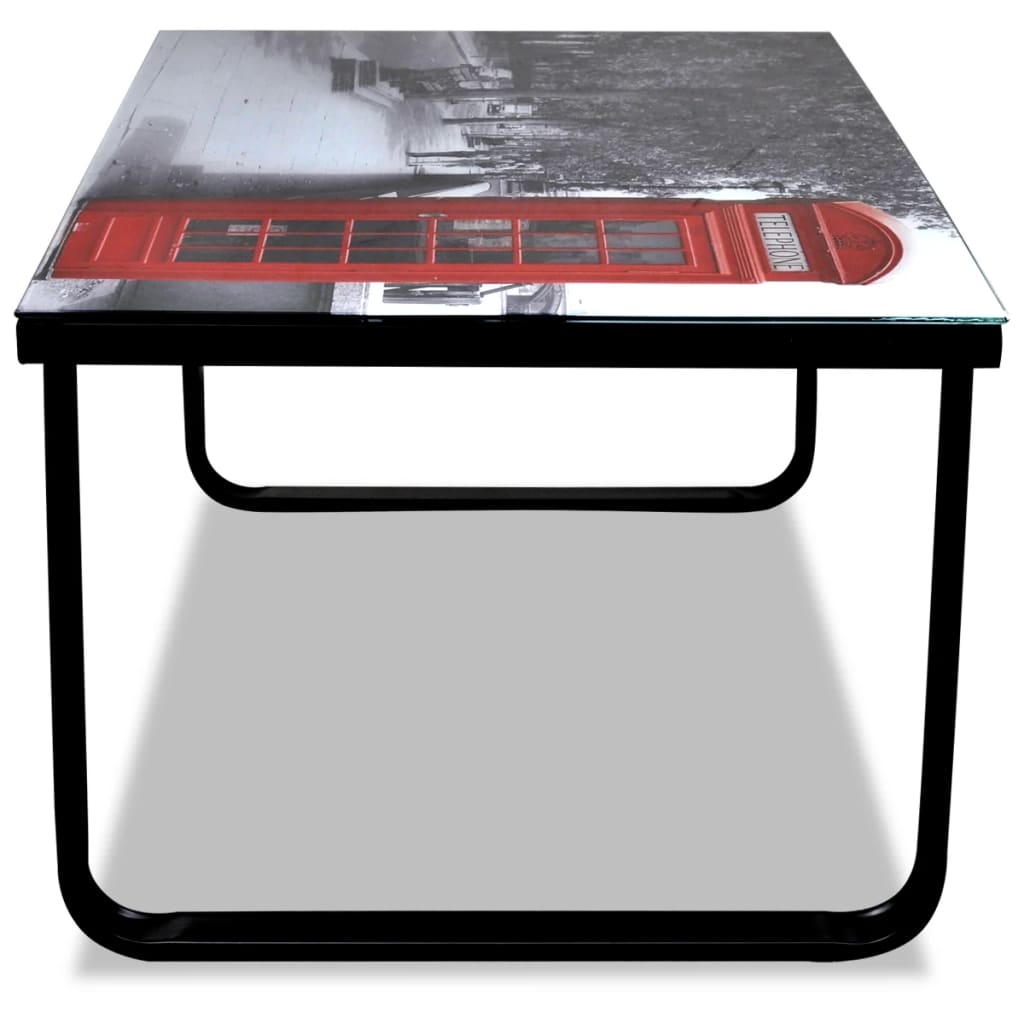 Mesa De Centro Superficie De Vidrio Estampado Cabina Telefónica