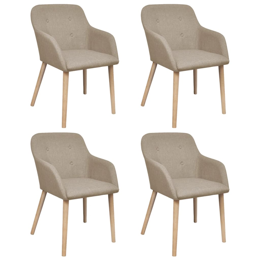 Sillas De Comedor 4 Uds Tela Y Madera Maciza Roble