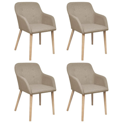 Sillas De Comedor 4 Uds Tela Y Madera Maciza Roble