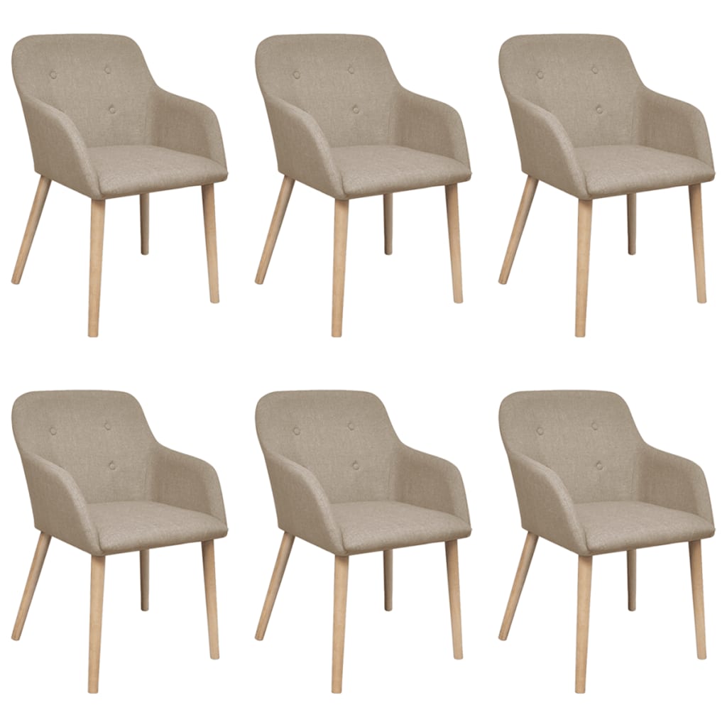 Sillas De Comedor 4 Uds Tela Y Madera Maciza Roble