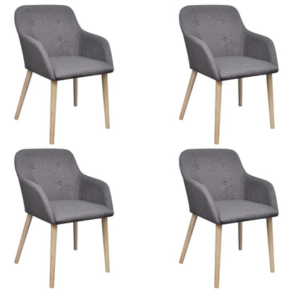 Sillas De Comedor 4 Uds Tela Y Madera Maciza Roble